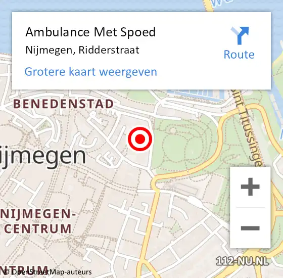 Locatie op kaart van de 112 melding: Ambulance Met Spoed Naar Nijmegen, Ridderstraat op 23 februari 2015 12:12