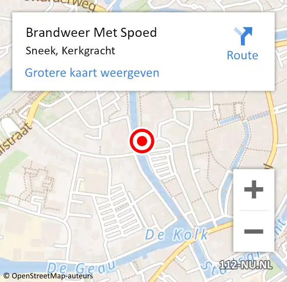 Locatie op kaart van de 112 melding: Brandweer Met Spoed Naar Sneek, Kerkgracht op 30 oktober 2013 17:44