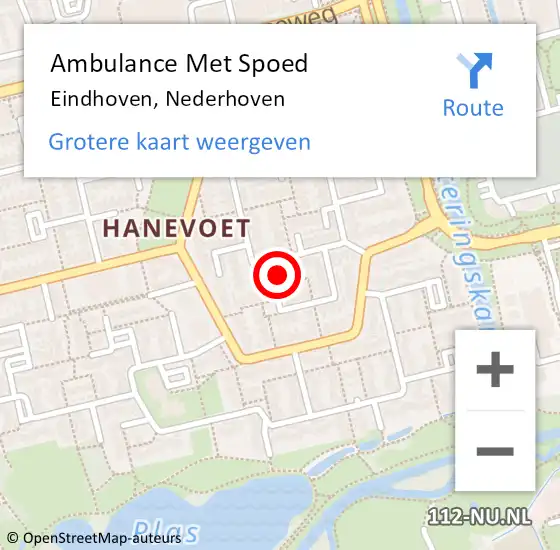 Locatie op kaart van de 112 melding: Ambulance Met Spoed Naar Eindhoven, Nederhoven op 23 februari 2015 12:39