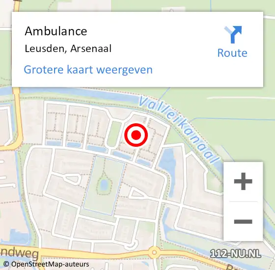 Locatie op kaart van de 112 melding: Ambulance Leusden, Arsenaal op 23 februari 2015 12:57