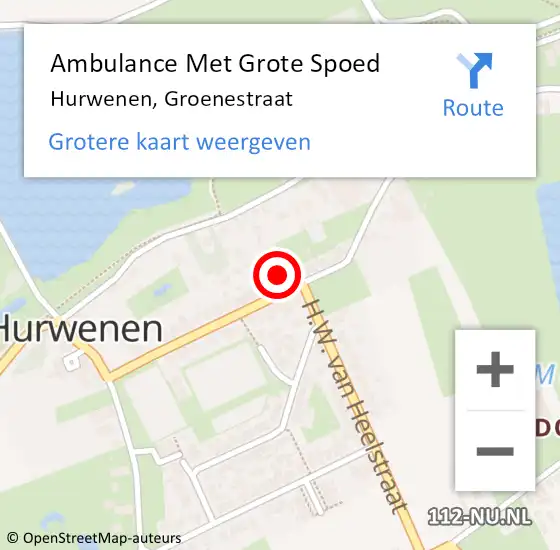 Locatie op kaart van de 112 melding: Ambulance Met Grote Spoed Naar Hurwenen, Groenestraat op 23 februari 2015 13:08