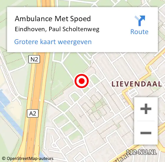 Locatie op kaart van de 112 melding: Ambulance Met Spoed Naar Eindhoven, Paul Scholtenweg op 23 februari 2015 13:25