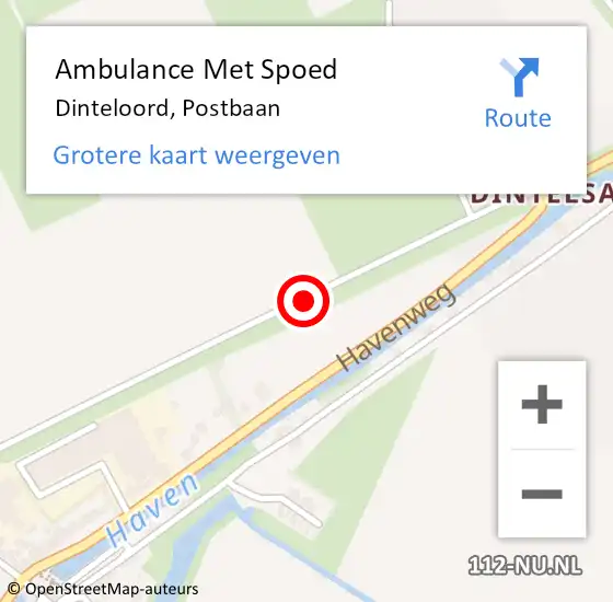 Locatie op kaart van de 112 melding: Ambulance Met Spoed Naar Dinteloord, Postbaan op 23 februari 2015 13:33