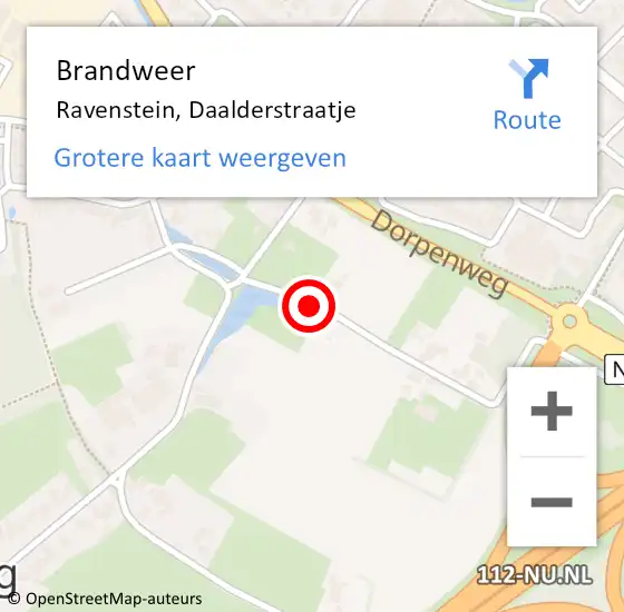 Locatie op kaart van de 112 melding: Brandweer Ravenstein, Daalderstraatje op 23 februari 2015 13:40