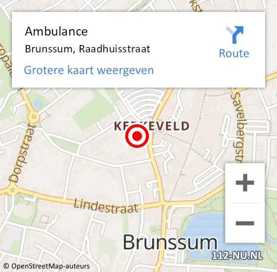 Locatie op kaart van de 112 melding: Ambulance Brunssum, Raadhuisstraat op 23 februari 2015 14:30