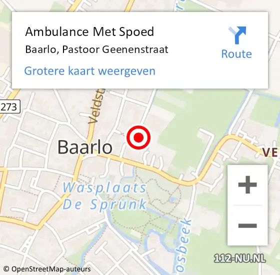 Locatie op kaart van de 112 melding: Ambulance Met Spoed Naar Baarlo, Pastoor Geenenstraat op 23 februari 2015 14:51