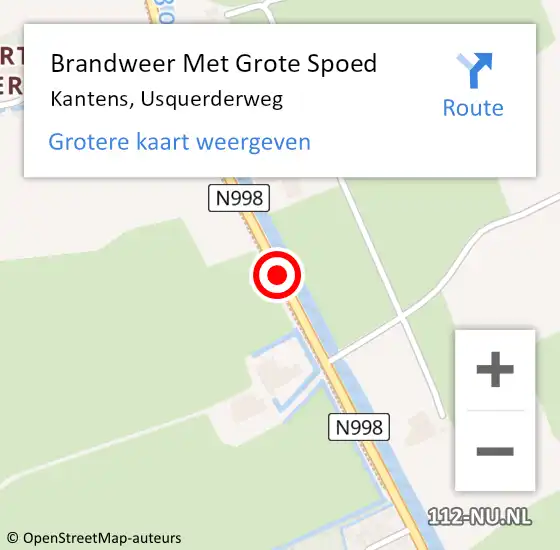 Locatie op kaart van de 112 melding: Brandweer Met Grote Spoed Naar Kantens, Usquerderweg op 23 februari 2015 15:17