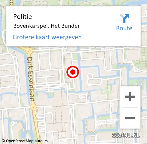 Locatie op kaart van de 112 melding: Politie Bovenkarspel, Het Bunder op 23 februari 2015 16:37