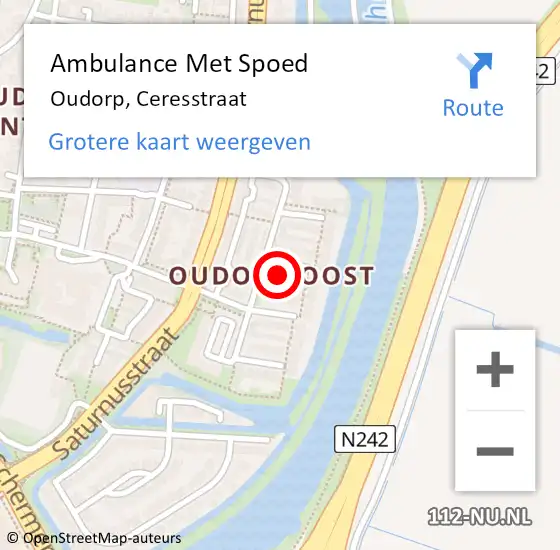 Locatie op kaart van de 112 melding: Ambulance Met Spoed Naar Oudorp, Ceresstraat op 23 februari 2015 16:48