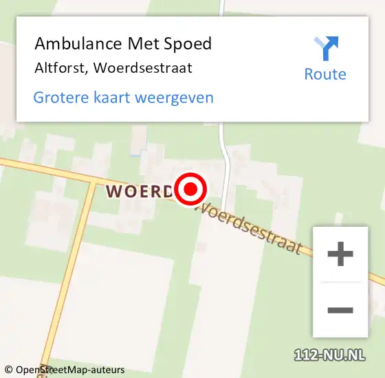 Locatie op kaart van de 112 melding: Ambulance Met Spoed Naar Altforst, Woerdsestraat op 23 februari 2015 16:57