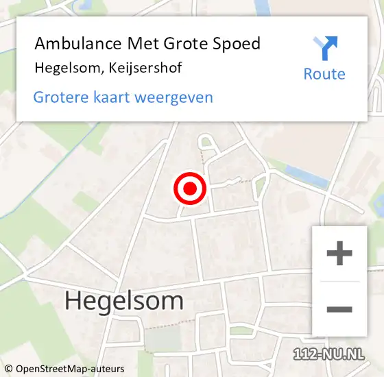 Locatie op kaart van de 112 melding: Ambulance Met Grote Spoed Naar Hegelsom, Keijsershof op 23 februari 2015 17:21