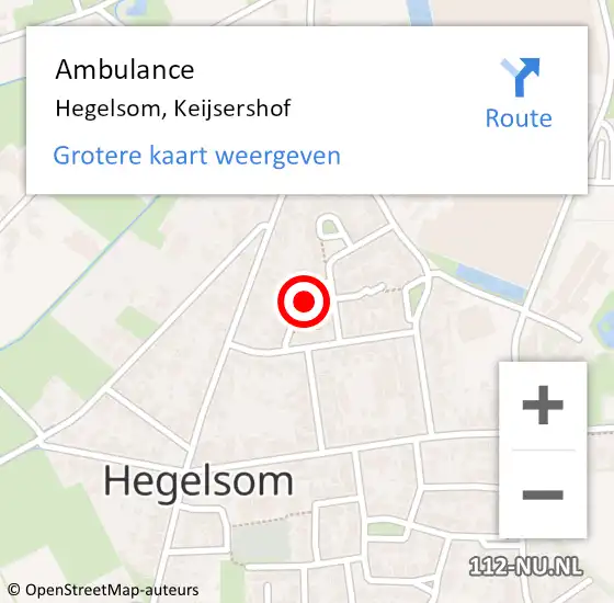 Locatie op kaart van de 112 melding: Ambulance Hegelsom, Keijsershof op 23 februari 2015 18:02