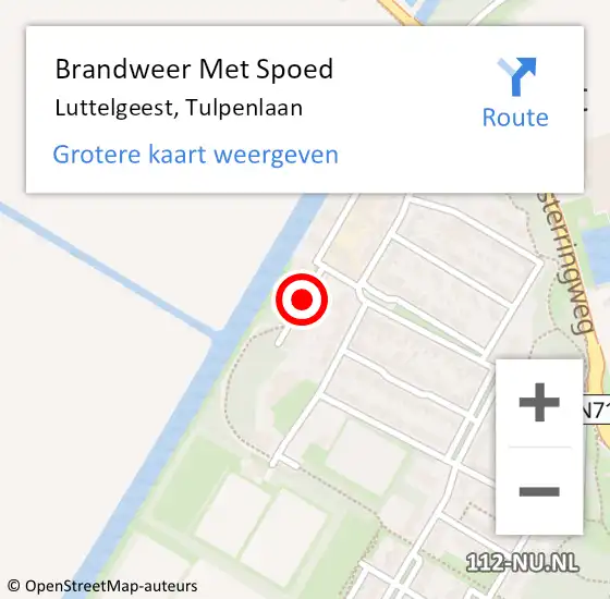 Locatie op kaart van de 112 melding: Brandweer Met Spoed Naar Luttelgeest, Tulpenlaan op 30 oktober 2013 18:25