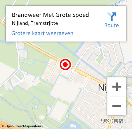 Locatie op kaart van de 112 melding: Brandweer Met Grote Spoed Naar Nijland, Tramstrjitte op 30 oktober 2013 18:25