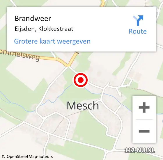 Locatie op kaart van de 112 melding: Brandweer Eijsden, Klokkestraat op 23 februari 2015 18:37