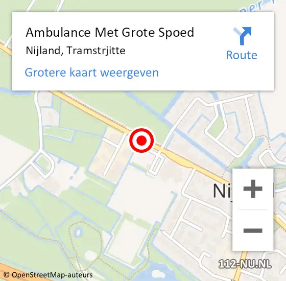 Locatie op kaart van de 112 melding: Ambulance Met Grote Spoed Naar Nijland, Tramstrjitte op 30 oktober 2013 18:26