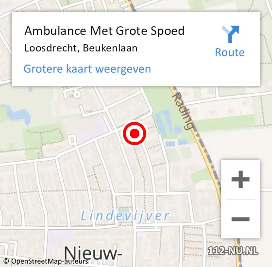 Locatie op kaart van de 112 melding: Ambulance Met Grote Spoed Naar Loosdrecht, Beukenlaan op 23 februari 2015 18:52