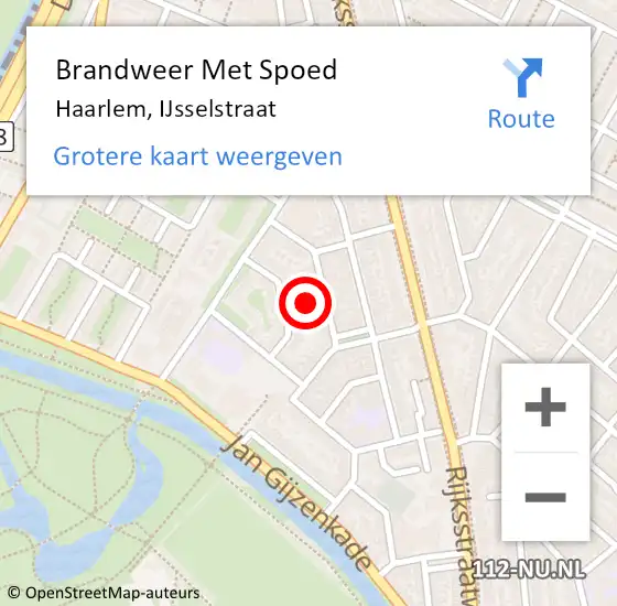 Locatie op kaart van de 112 melding: Brandweer Met Spoed Naar Haarlem, IJsselstraat op 23 februari 2015 19:05