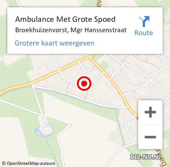 Locatie op kaart van de 112 melding: Ambulance Met Grote Spoed Naar Broekhuizenvorst, Mgr Hanssenstraat op 23 februari 2015 19:11