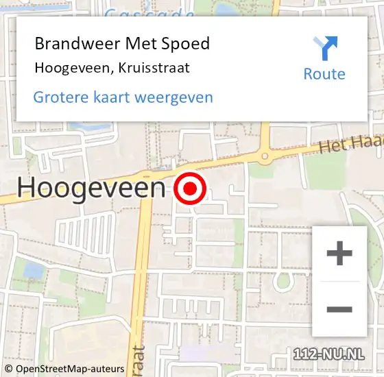 Locatie op kaart van de 112 melding: Brandweer Met Spoed Naar Hoogeveen, Kruisstraat op 23 februari 2015 19:42