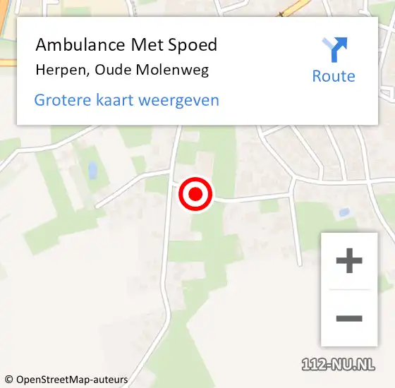 Locatie op kaart van de 112 melding: Ambulance Met Spoed Naar Herpen, Oude Molenweg op 23 februari 2015 19:54