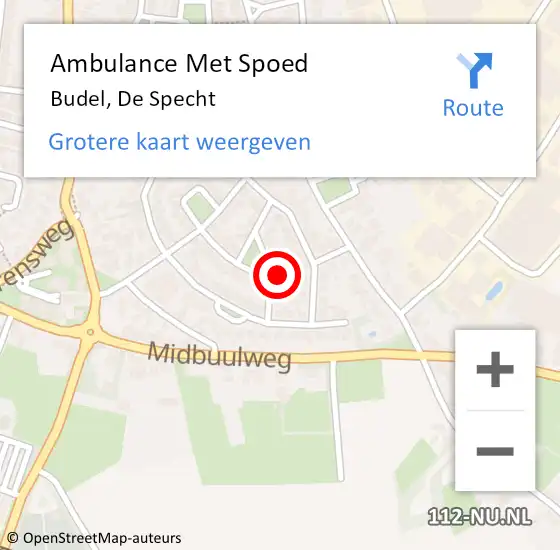 Locatie op kaart van de 112 melding: Ambulance Met Spoed Naar Budel, De Specht op 23 februari 2015 21:59