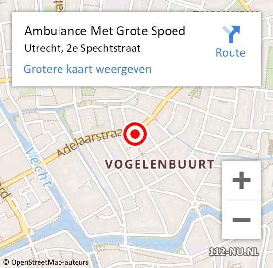 Locatie op kaart van de 112 melding: Ambulance Met Grote Spoed Naar Utrecht, 2e Spechtstraat op 23 februari 2015 22:08