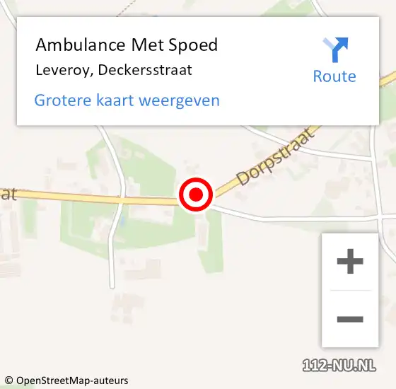 Locatie op kaart van de 112 melding: Ambulance Met Spoed Naar Leveroy, Deckersstraat op 23 februari 2015 23:13