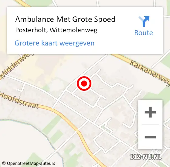 Locatie op kaart van de 112 melding: Ambulance Met Grote Spoed Naar Posterholt, Wittemolenweg op 24 februari 2015 00:05