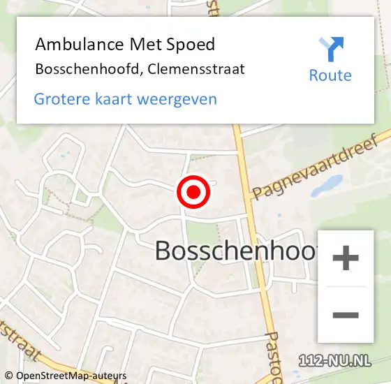 Locatie op kaart van de 112 melding: Ambulance Met Spoed Naar Bosschenhoofd, Clemensstraat op 24 februari 2015 00:05