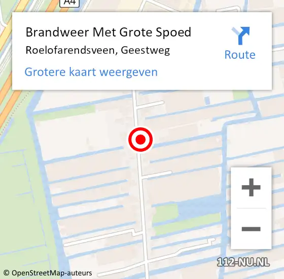 Locatie op kaart van de 112 melding: Brandweer Met Grote Spoed Naar Roelofarendsveen, Geestweg op 24 februari 2015 01:12