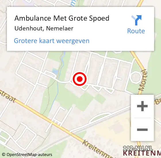 Locatie op kaart van de 112 melding: Ambulance Met Grote Spoed Naar Udenhout, Nemelaer op 24 februari 2015 01:17