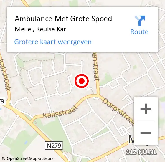 Locatie op kaart van de 112 melding: Ambulance Met Grote Spoed Naar Meijel, Keulse Kar op 24 februari 2015 01:57