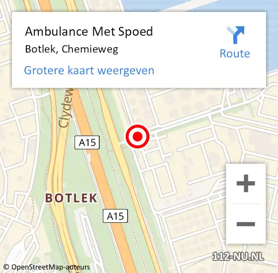 Locatie op kaart van de 112 melding: Ambulance Met Spoed Naar Botlek, Chemieweg op 24 februari 2015 07:01