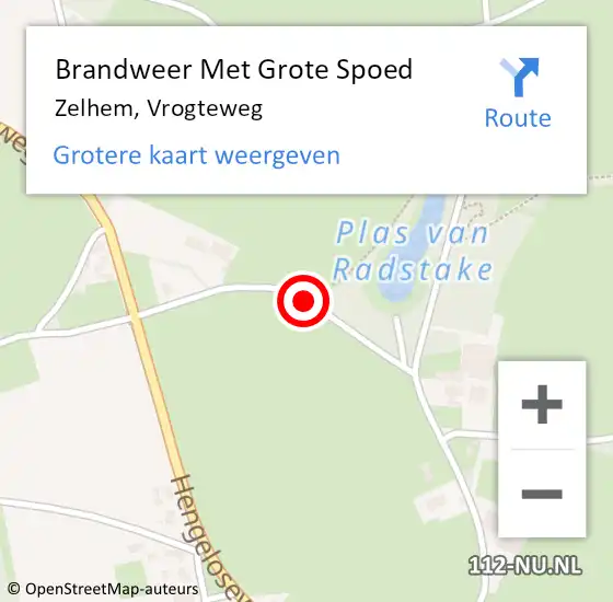 Locatie op kaart van de 112 melding: Brandweer Met Grote Spoed Naar Zelhem, Vrogteweg op 24 februari 2015 07:40