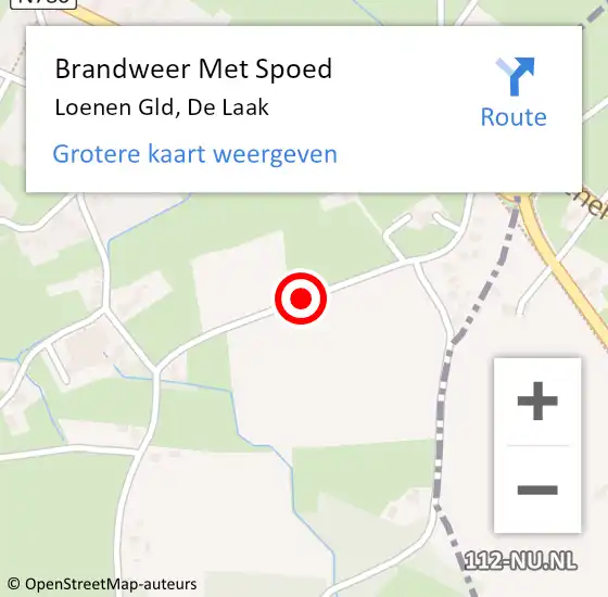 Locatie op kaart van de 112 melding: Brandweer Met Spoed Naar Loenen Gld, De Laak op 30 oktober 2013 19:14