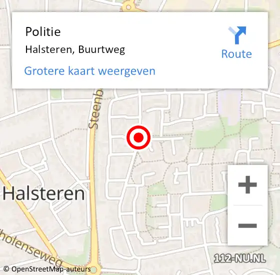 Locatie op kaart van de 112 melding: Politie Halsteren, Buurtweg op 24 februari 2015 08:14