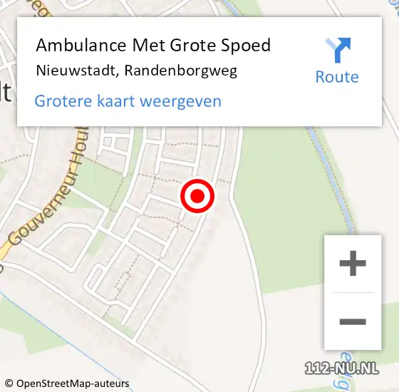 Locatie op kaart van de 112 melding: Ambulance Met Grote Spoed Naar Nieuwstadt, Randenborgweg op 24 februari 2015 08:29