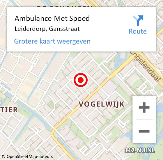 Locatie op kaart van de 112 melding: Ambulance Met Spoed Naar Leiderdorp, Gansstraat op 24 februari 2015 08:50