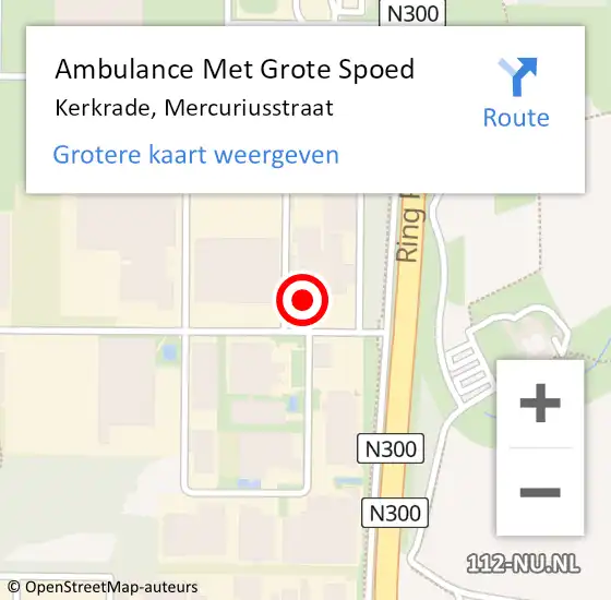 Locatie op kaart van de 112 melding: Ambulance Met Grote Spoed Naar Kerkrade, Mercuriusstraat op 24 februari 2015 09:06