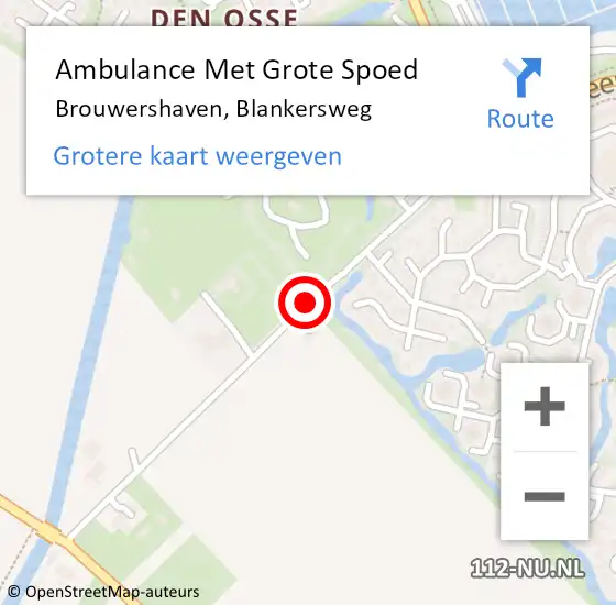 Locatie op kaart van de 112 melding: Ambulance Met Grote Spoed Naar Brouwershaven, Blankersweg op 24 februari 2015 09:11