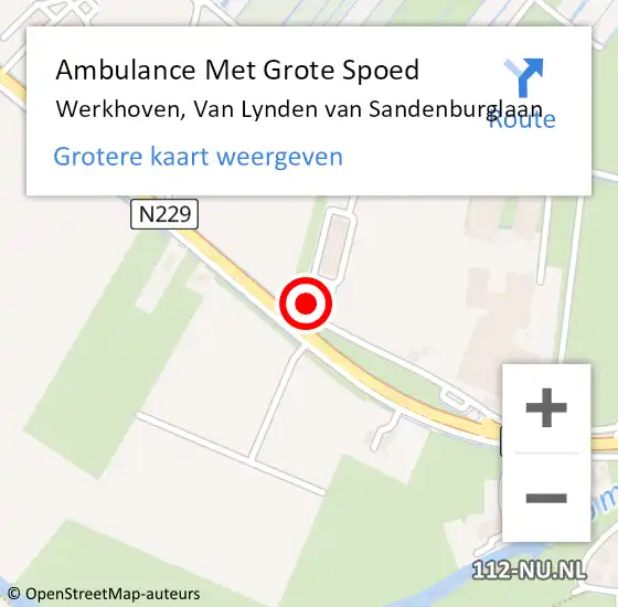 Locatie op kaart van de 112 melding: Ambulance Met Grote Spoed Naar Werkhoven, Van Lynden van Sandenburglaan op 24 februari 2015 09:25