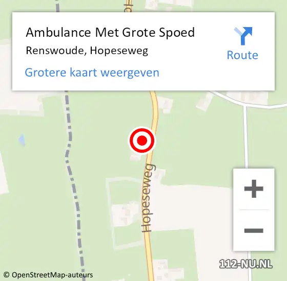 Locatie op kaart van de 112 melding: Ambulance Met Grote Spoed Naar Renswoude, Hopeseweg op 30 oktober 2013 19:36