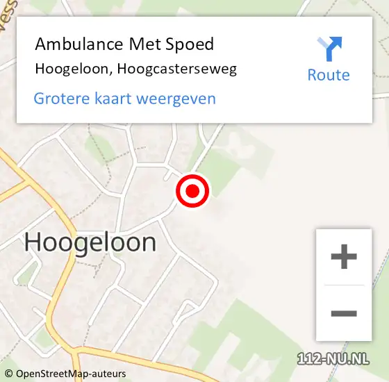 Locatie op kaart van de 112 melding: Ambulance Met Spoed Naar Hoogeloon, Hoogcasterseweg op 24 februari 2015 10:37
