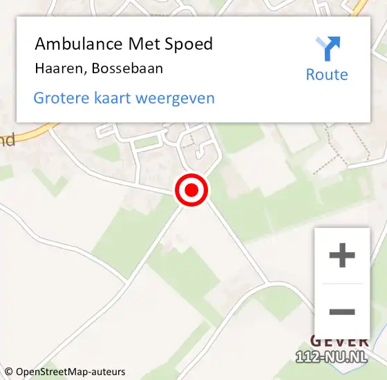 Locatie op kaart van de 112 melding: Ambulance Met Spoed Naar Haaren, Bossebaan op 24 februari 2015 11:37