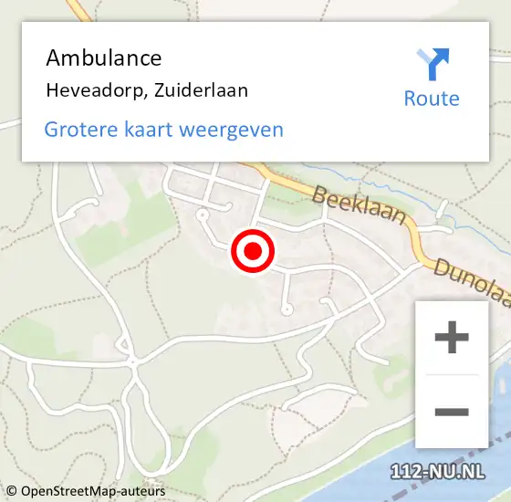 Locatie op kaart van de 112 melding: Ambulance Heveadorp, Zuiderlaan op 24 februari 2015 12:18