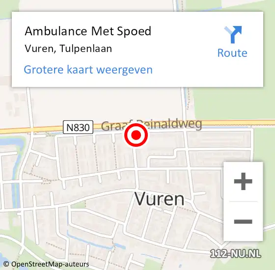 Locatie op kaart van de 112 melding: Ambulance Met Spoed Naar Vuren, Tulpenlaan op 24 februari 2015 12:54