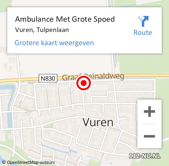 Locatie op kaart van de 112 melding: Ambulance Met Grote Spoed Naar Vuren, Tulpenlaan op 24 februari 2015 12:57