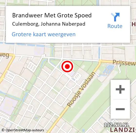 Locatie op kaart van de 112 melding: Brandweer Met Grote Spoed Naar Culemborg, Johanna Naberpad op 24 februari 2015 12:58