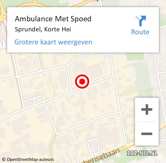 Locatie op kaart van de 112 melding: Ambulance Met Spoed Naar Sprundel, Korte Hei op 24 februari 2015 13:35